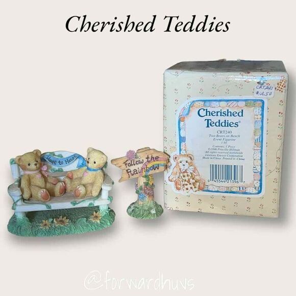 Enesco Cherished Teddies "Two Bears on Bench" with Sign - 1996 - Picture 3 of 7